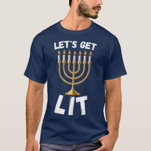 Let's Get Lit Hanukkah Pajamakah Menorah Nine Cand T-Shirt