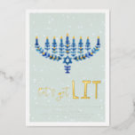 Let's Get Lit | Hanukkah Party Invitation<br><div class="desc">Hanukkah... The festival of lights is here. Light the menorah, play with the dreidel and feast on latkes and sufganiyot. Celebrate the spirit of Hanukkah with friends, family. Add your custom wording to this design by using the "Edit this design template" boxes on the right-hand side of the item or...</div>