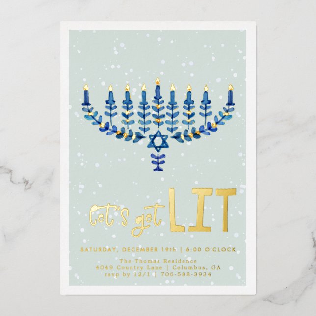 Let's Get Lit | Hanukkah Party Invitation (Front)