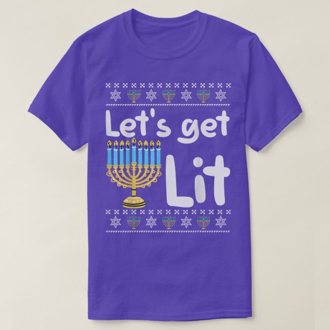 Lets get Lit Hanukkah Shirt Funny Ugly Hanukkah Sw (Design Front)