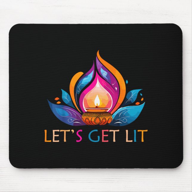 Let's Get Lit Happy Diwali Festival Of Light  Mouse Mat (Front)