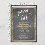 LET'S GET LIT | Holiday Lights | Chalkboard Party Invitation<br><div class="desc">A bright and festive design with traditionally coloured holiday lights and the title LET'S GET LIT to invite your friends and family to your Christmas, New Year or holiday party. All text is editable. Contact the designer if you'd like the design modified or on another product to complete your party...</div>