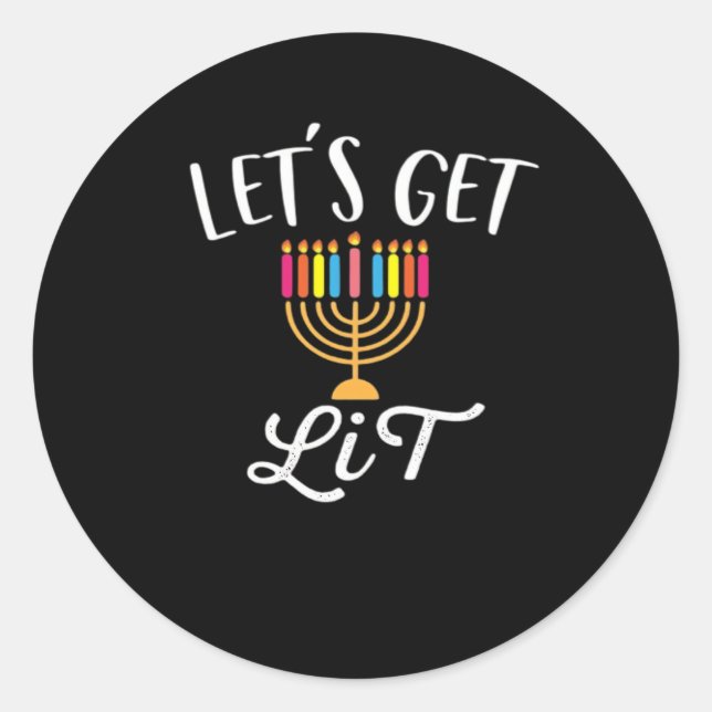 Let's Get Lit - Literary Slim Fit Essential Classic Round Sticker (Front)