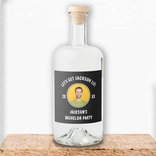 Let's Get Lit Photo Bachelor Party  Liquor Bottle Label (Let's Get Lit Photo Bachelor Party Liquor Bottle Label)