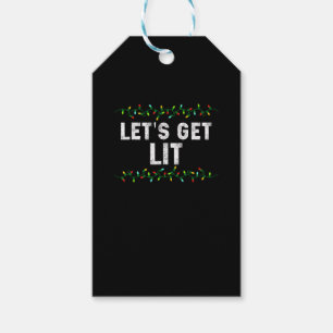 Let's Get Lit Pyjamas Funny Cute Lights Christmas Gift Tags