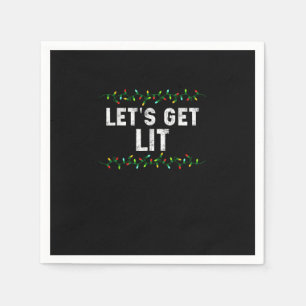 Let's Get Lit Pyjamas Funny Cute Lights Christmas Napkin