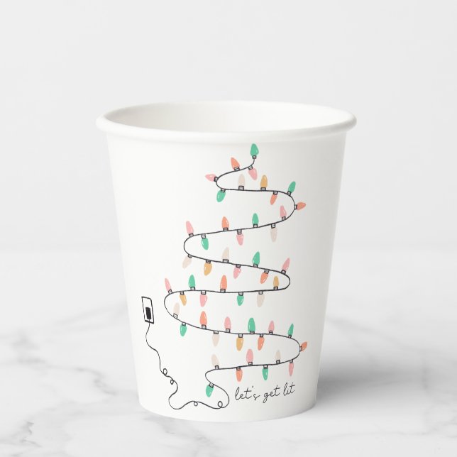 Lets Get Lit Quote Christmas Paper Cups (Front)
