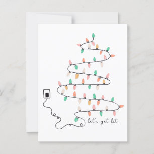 Lets Get Lit Quote Christmas Postcard