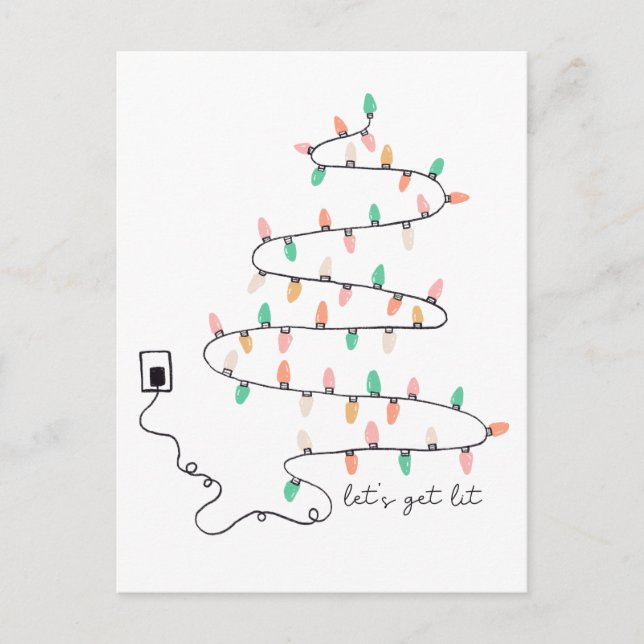Lets Get Lit Quote Christmas Postcard (Front)