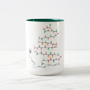 Lets Get Lit Quote Christmas Two-Tone Coffee Mug