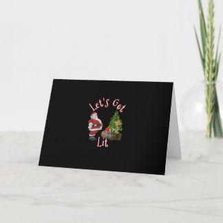 Let's Get Lit Santa Christmas Tree Design Card