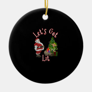 Let's Get Lit Santa Christmas Tree Design Ceramic Tree Decoration