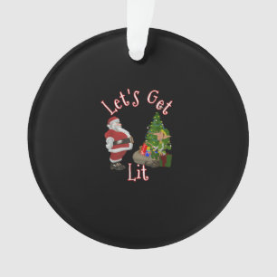 Let's Get Lit Santa Christmas Tree Design Ornament