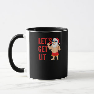 Let's Get Lit Santa Funny Christmas Mug