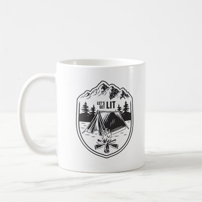 Let's Get Lit Tents Camping Classic Coffee Mug (Left)