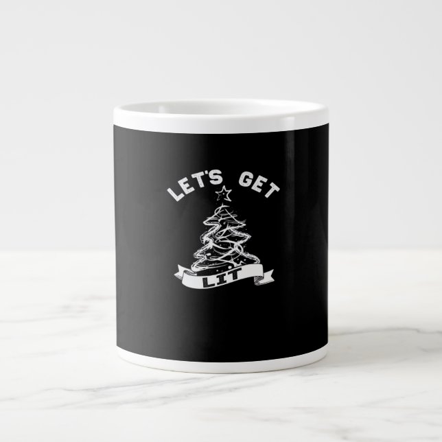Let's Get Lit This Christmas Funny Humour Quote Fo Large Coffee Mug (Front)