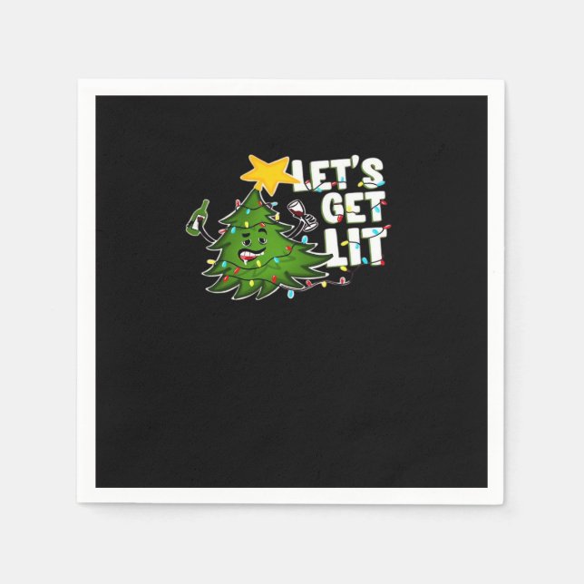 Let's Get Lit Tipsy Christmas Tree Classic Napkin (Front)