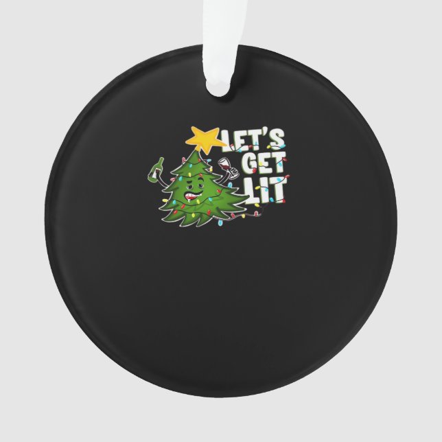 Let's Get Lit Tipsy Christmas Tree Classic Ornament (Front)