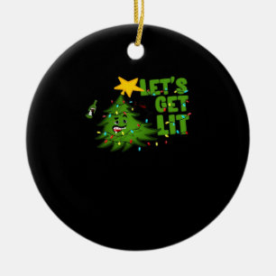 Let's Get Lit Tipsy Christmas Tree Funny Essential Ceramic Tree Decoration
