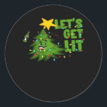 Let's Get Lit Tipsy Christmas Tree Funny Essential Classic Round Sticker<br><div class="desc">Let's Get Lit Tipsy Christmas Tree Funny Essential: A funny Christmas tree design showing tipsy holiday vibes. Perfect for humour fans. Playful,  witty,  and seasonal.</div>