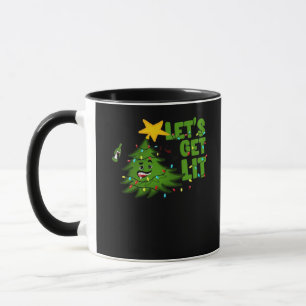 Let's Get Lit Tipsy Christmas Tree Funny Essential Mug