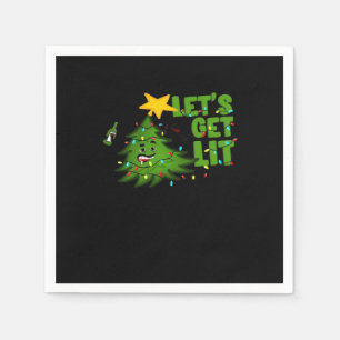Let's Get Lit Tipsy Christmas Tree Funny Essential Napkin