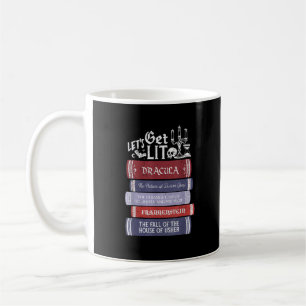 Let's Get Lit - Vintage Horror Book Lover Bookworm Coffee Mug