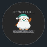 Let's Get Lit… With Christmas Lights! Christmas Cl Classic Round Sticker<br><div class="desc">Let's Get Lit… With Christmas Lights! Christmas Classic: A cheerful holiday pun featuring bright Christmas lights. Perfect for festive humour lovers. Fun,  witty,  and seasonal.</div>