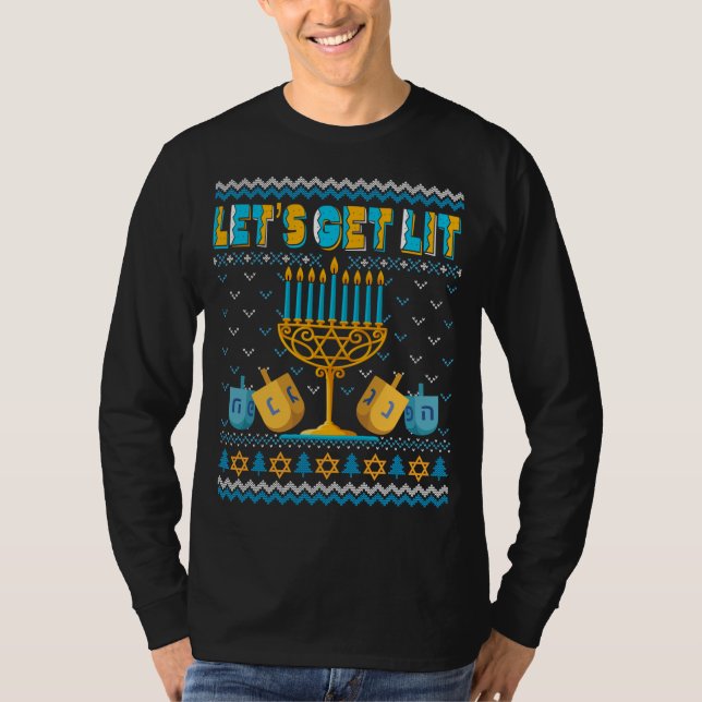 Let's Get Lit Xmas Tree Ugly Christmas Sweater Fun (Front)