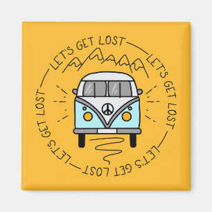 Let's Get Lost Camping Mountains Magnet