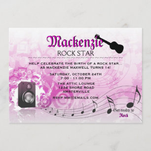 Let's Get Loud Pink- Birthday Party Invitation