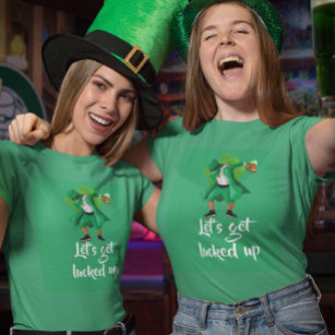 Let's Get Lucked Up Dabbing Leprechaun Green Beer T-Shirt