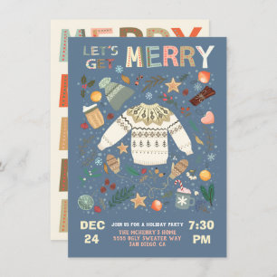 Let's Get Merry Holiday Christmas Party Sweate Invitation
