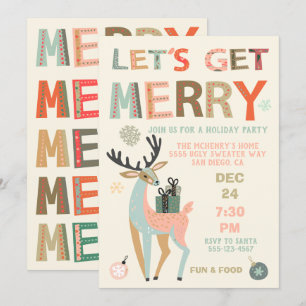 Let's Get Merry Holiday Christmas Party Sweater Invitation