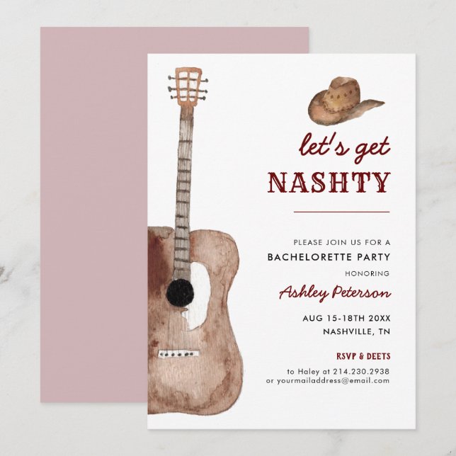 Let's Get Nashty Nashville Nash Bachelorette Party Invitation (Front/Back)