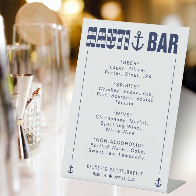 Let's Get Nauti Bachelorette Party Bar Drinks Pedestal Sign (Let's Get Nauti Bachelorette Party Bar Drinks Pedestal Sign
)