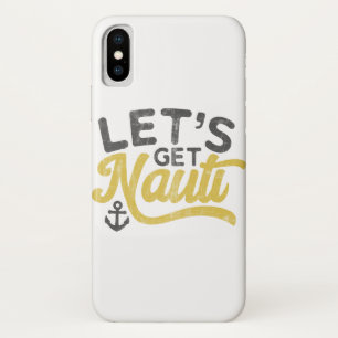 Let's get Nauti Nautical Vintage Type Grey Yellow iPhone X Case