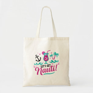 Let's Get Nauti! Pink Glitter Nautical  Tote Bag