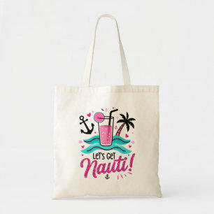 Let's Get Nauti! Pink Glitter Nautical  Tote Bag