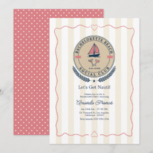 Let's Get Nauti Preppy Beach Club Bachelorette Invitation
