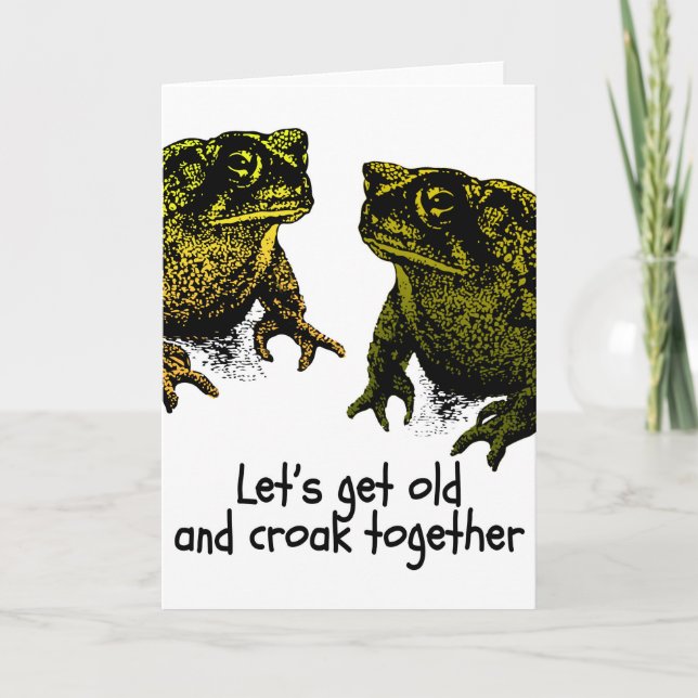 Let's Get Old And Croak Together Valentine Toads Holiday Card (Front)