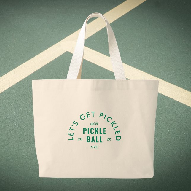 Let's Get Pickled Après Pickle Ball Custom Crest Large Tote Bag (Creator Uploaded)