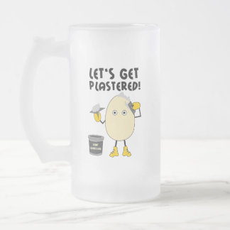 Let's Get Plastered  Frosted Glass Beer Mug