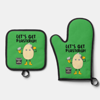 Let's Get Plastered Oven Mitt & Pot Holder Set