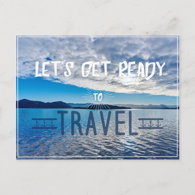 Let's get read to travel Typography Postcard (Front)