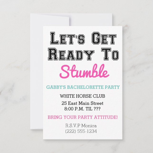 Let's Get Ready to Stumble Invitation (Front)