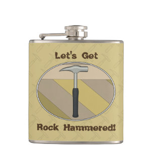 Let's Get Rock Hammered! Logo Hip Flask