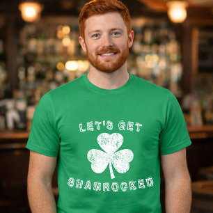 Let's Get Shamrocked St Patrick's Day Distressed T-Shirt
