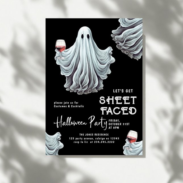 Let's Get Sheet Faced Adult Halloween Party Invitation (Creator Uploaded)