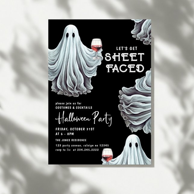 Let's Get Sheet Faced Adult Halloween Party Invitation (Creator Uploaded)